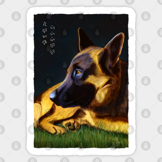 German Shepherd - Black Sticker by Thor Reyes